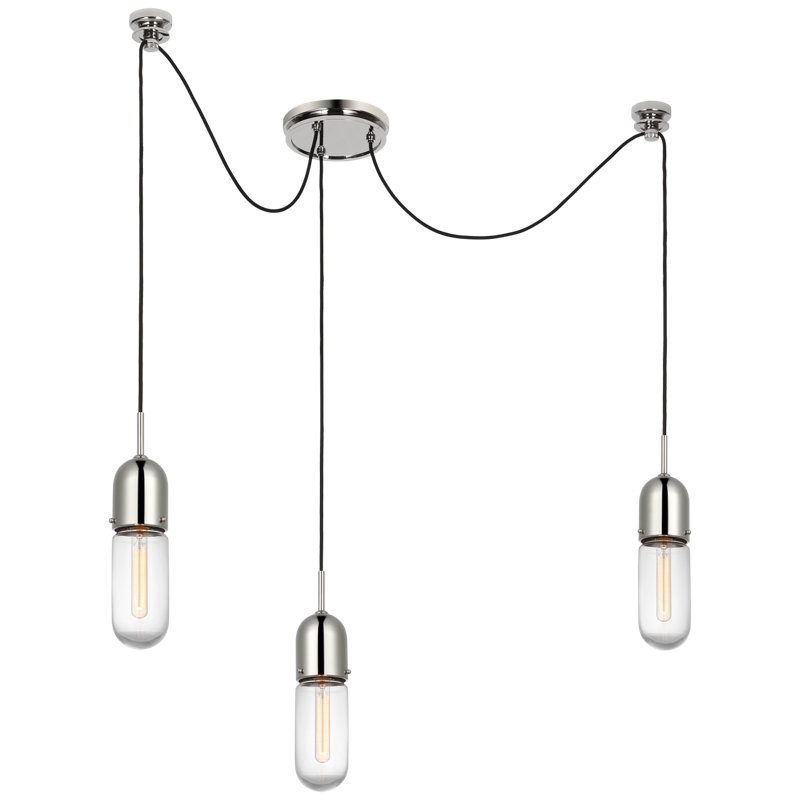 Junio 3 - Light Chandelier, Clear, Polished Nickel