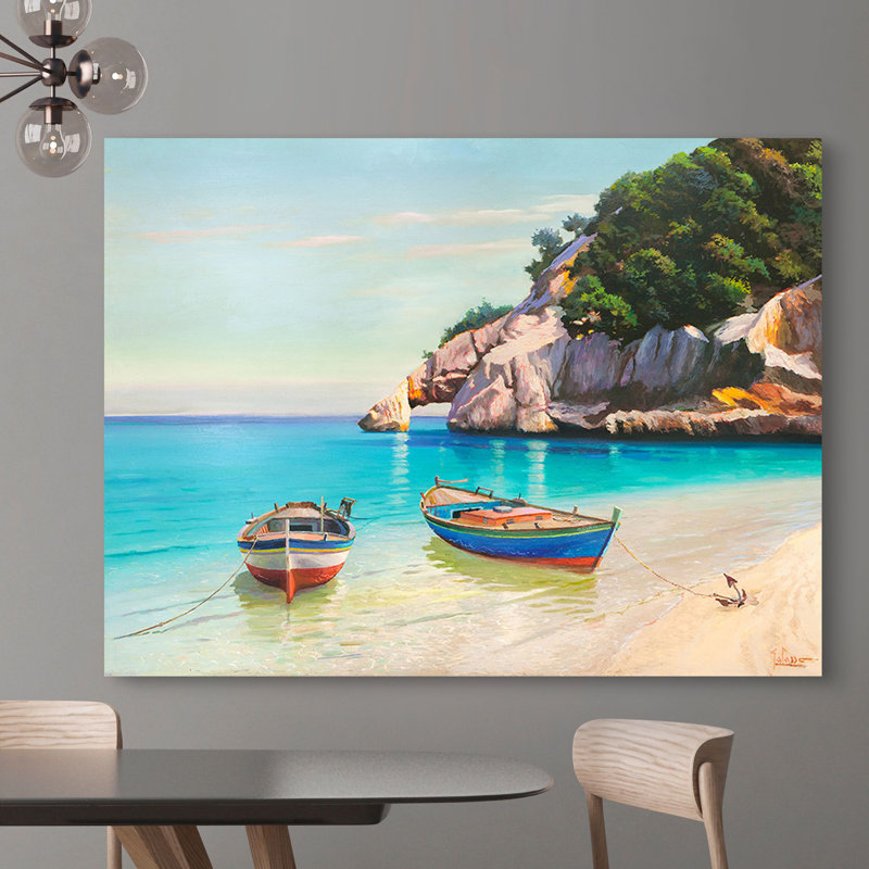 Boats in the Cove, Sardinia, Italy by Adriano Galasso - Wrapped Canvas Art Prints, 70cm H x 100cm W x 4cm D