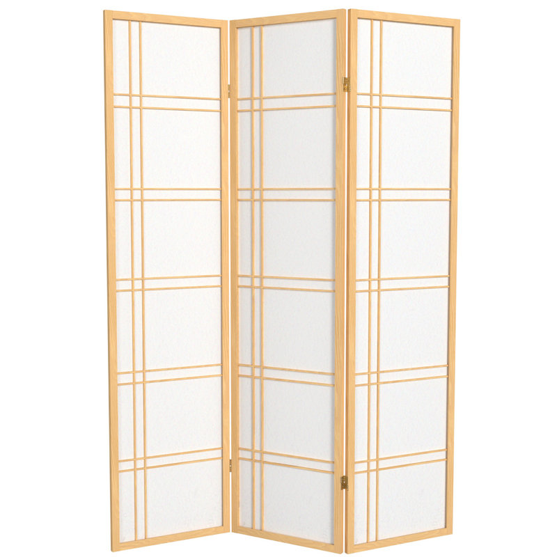 70.5" Tall Double Cross Shoji Panel Room Divider, Black, 3, 5 ft