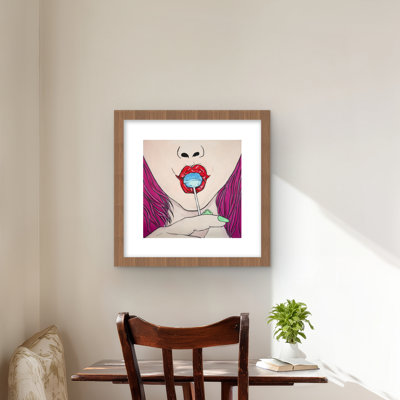 Lollipop - Pop Art Blue Framed Matted Print for Home Decor