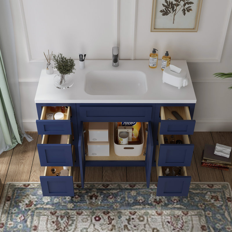 Meuble-lavabo simple 48 po, Bleu