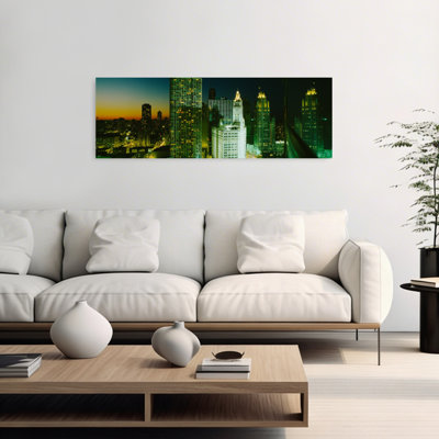 Nuit, Chicago, ville abstraite, architecture contemporaine, art mural