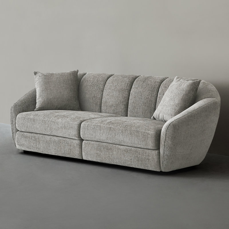 Modern Chenille 2 Seaters Sectional Sofa, Dark Grey
