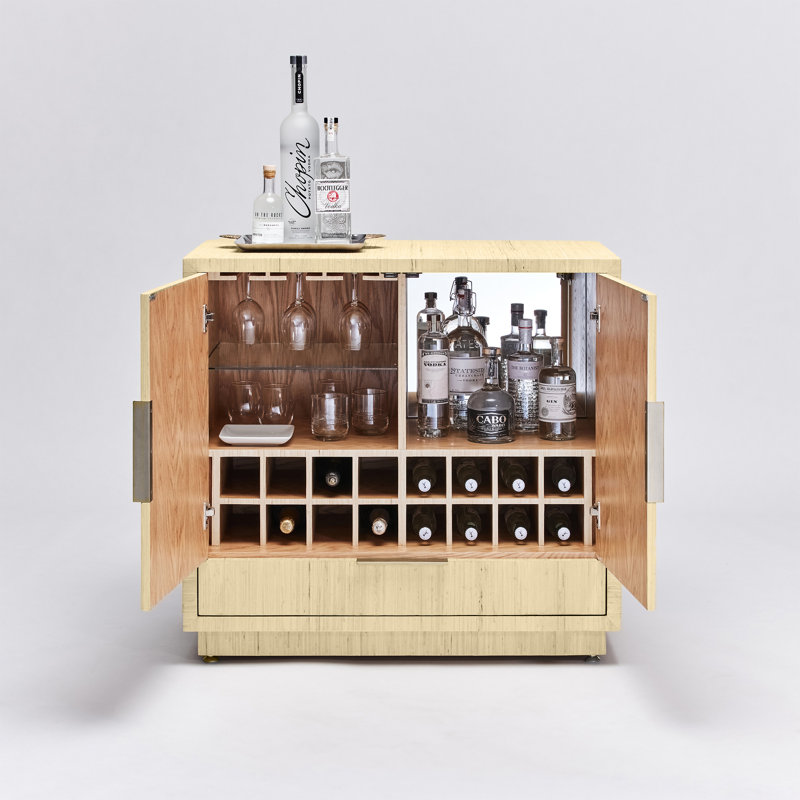 Montaigne Bar Cabinet, Wood/Sisal, Natural