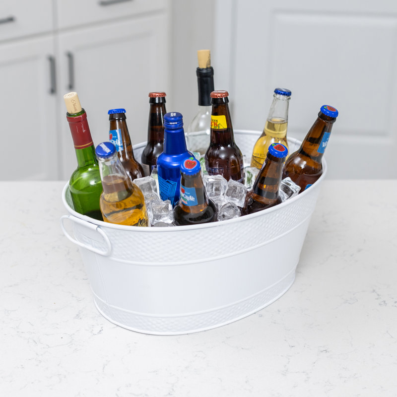 Norberto Metal Beverage Tub, White