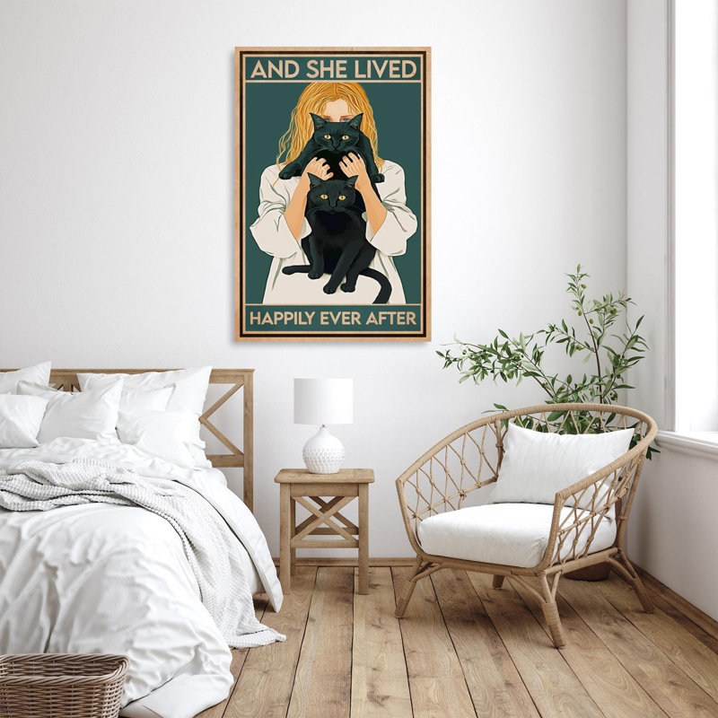 «Black Cat Happily Ever After», reproduction d'art rectangulaire sur toile tendue 1 pièce, H 36 po x l 24 po x P 1,25 po