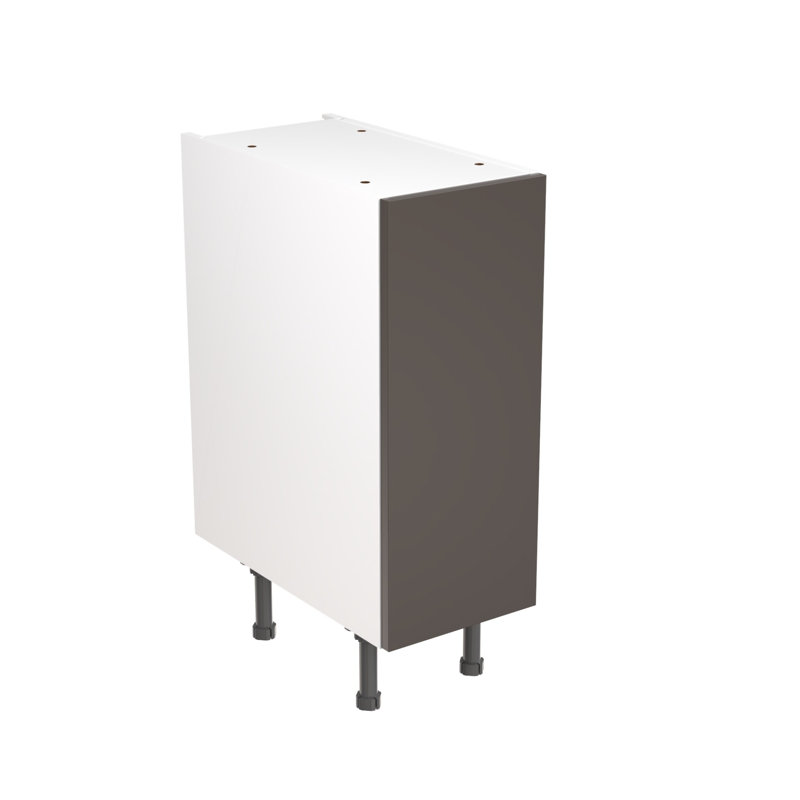 Kitchen Kit Flatpack Slab Gloss Base Unit, 87cm H x 30cm W x 57cm D, Graphite