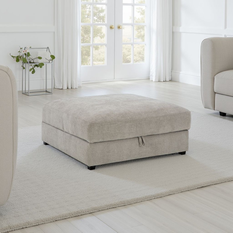 Repose-pieds Asla avec rangement, roues verrouillables, polyester gris 40 po