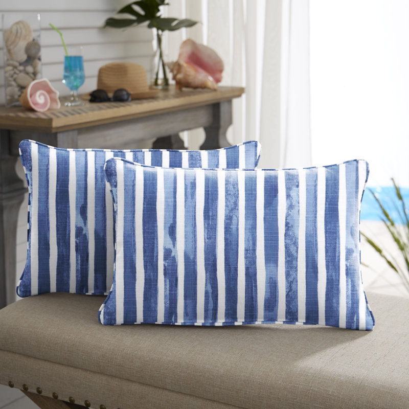 Coussin extérieur à rayures, 12 po x 18 po
