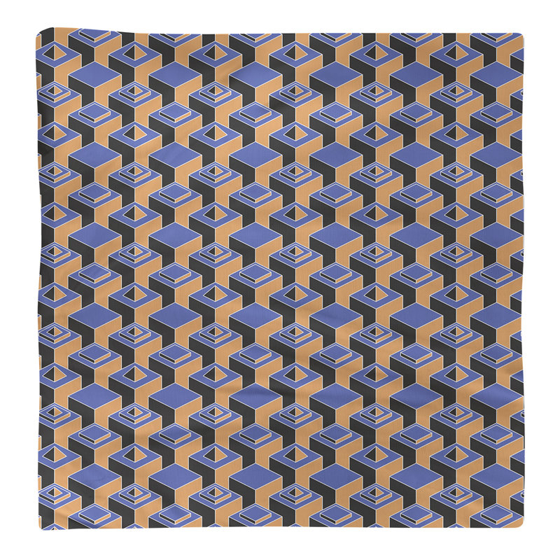 Serviette de table en coton à motif de gratte-ciels à deux couleurs, H 0,1 po x l 10 po x P 10 po, Bleu/orange