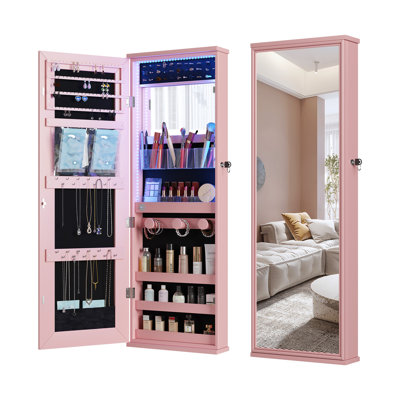 Over-the-Door and Wall Jewellery Cabinet with Mirror