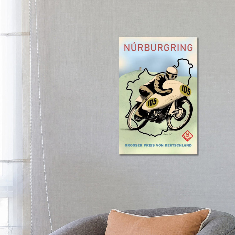 Nurburgring Motor Racing 1949 by Mark Rogan - Print on Canvas, Wrapped Canvas, 66.04cm H x 45.72cm W x 3.81cm D