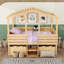 Lit mezzanine simple en bois avec tiroirs intégrés et conception en forme de maison-131279285-131279287