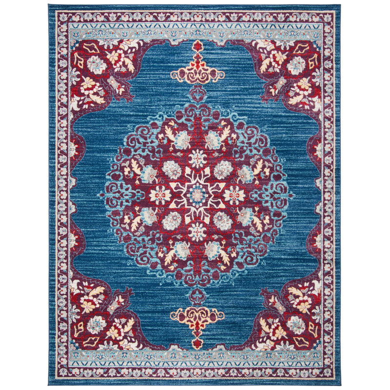Barcus Oriental Burgundy/Ivory Area Rug, Rectangle 10' x 13'