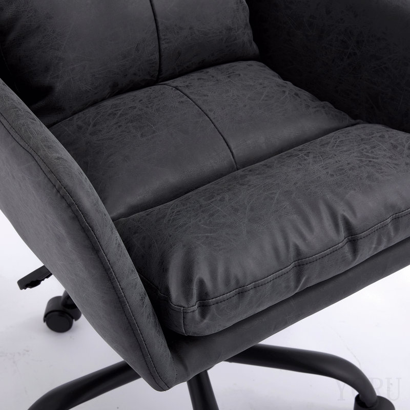 Cuir artificiel, cuir synthétique, base noire, hauteur réglable, convient au bureau, à la chambre à coucher, à la coiffeuse et à d'autres environnements. Une chaise de bureau. Noir