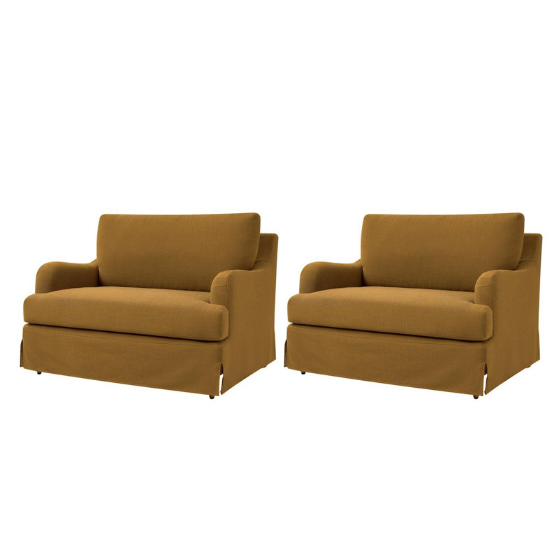 Chaise parsons surdimensionnée avec accoudoirs uniques Terren, Doré
