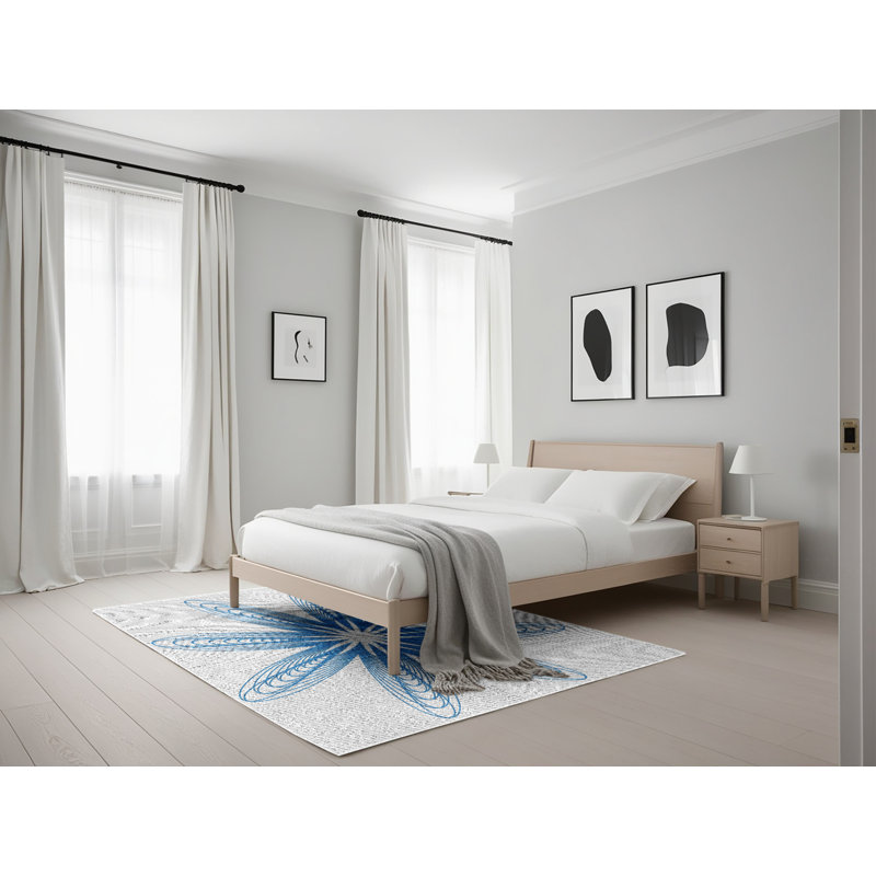 Tapis de zone bleue à motifs, Rectangle 5 pi x 7 pi