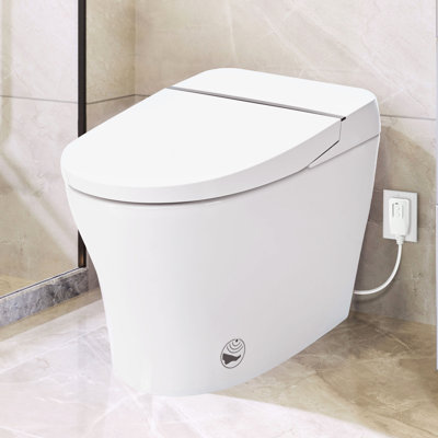 Upmarket Compact Toilet - Heated Seat, Dual Flush, Foot Sensor Night , Space Option Seat Smart 4 Levels Temp Adjustment, Flush System, Sensor, Soft Close