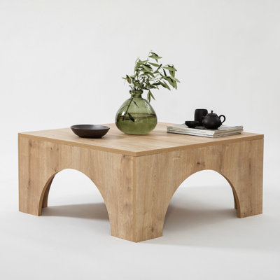 Modern Oak Coffee Table, 31.5 x 14.6 x 31.5 inches | 100% Melamine Coated Chipboard, Thickness: 0.7 inches | Durable PVC Edge Bands, Stylish Solid Brown Design | Perfect for Living Room or Lounge Area