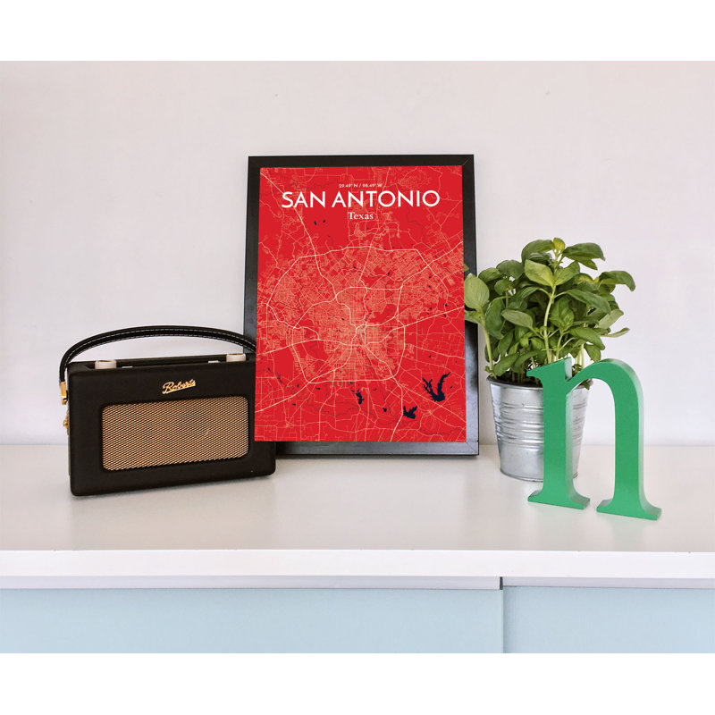San Antonio City Map - No Frame Print, 43.2cm H x 27.9cm W x 0.13cm D