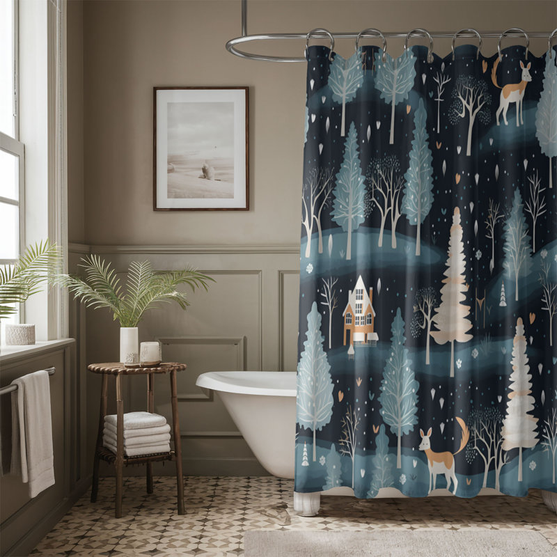 Rideau de douche Vintage Yuletide - Premium, H 74 po x l 71 po