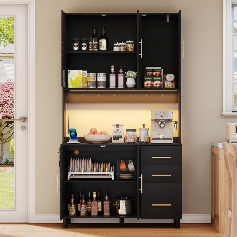 183cm Kitchen Pantry, Black