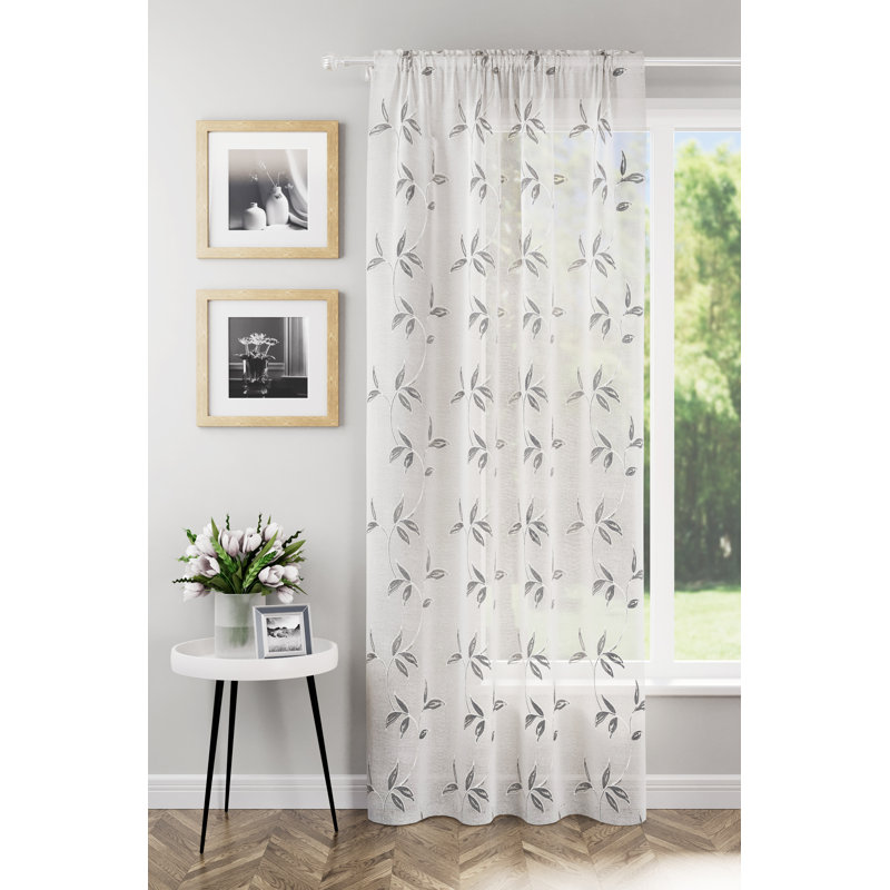 Antwin Polyester Sheers & Voiles Rod Pocket Curtain Single, 139.7cm Width x 121.92cm Drop