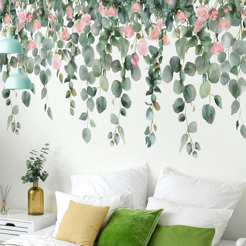 Autocollants muraux floraux vignes suspendus amovibles