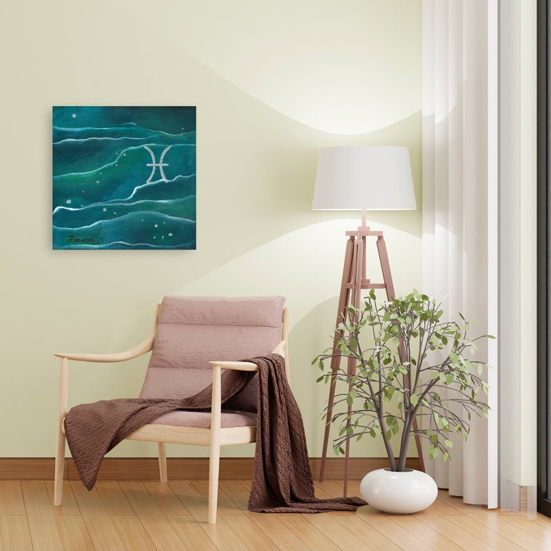 Poissons, eau étoilée, éthéré, sérénité, océan abstrait, impression d'art mural, 24" H x 24" W