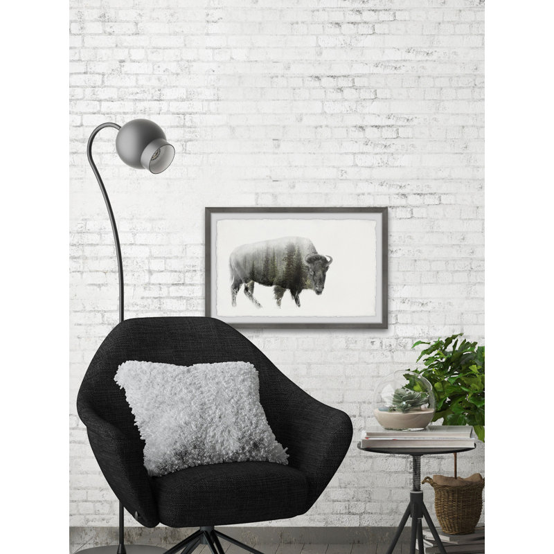 Angry Bison - Single Picture Frame Print, 20cm H x 30cm W x 3.81cm D