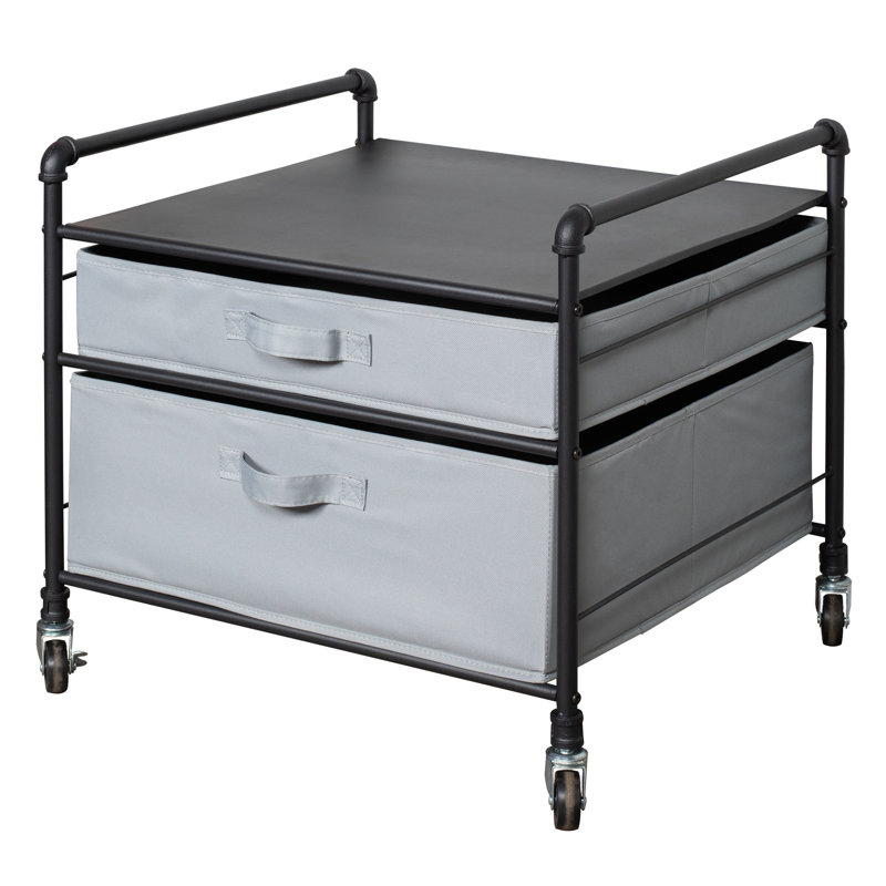Commode de rangement 2 tiroirs pour réfrigérateur, Noir / gris clair