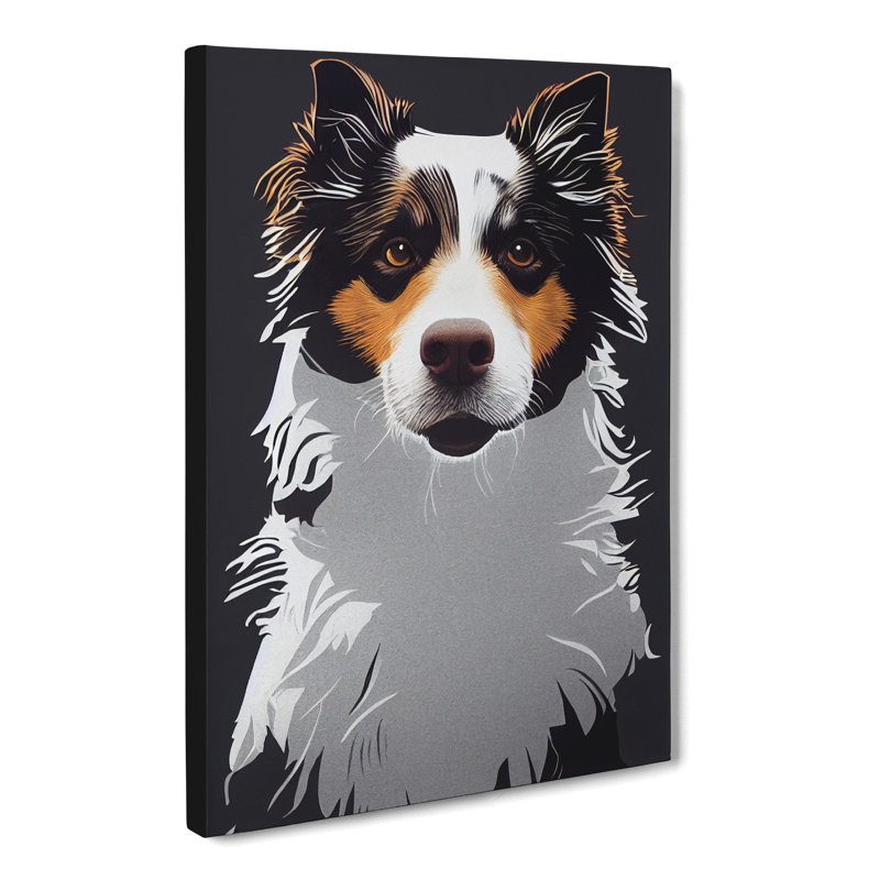 Holsworth Polygon Border Collie - Wrapped Canvas, 76cm H x 50cm W x 3cm D
