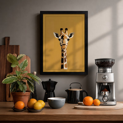 Giraffe Portrait Modern - Framed Print