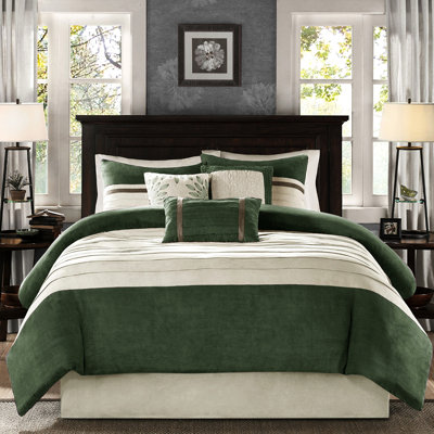 Édredon très grand en daim, 7 pièces, détails de broderie sur les coussins, taille facile à nettoyer et à laver, rembourrage, jupe de lit coussins décoratifs