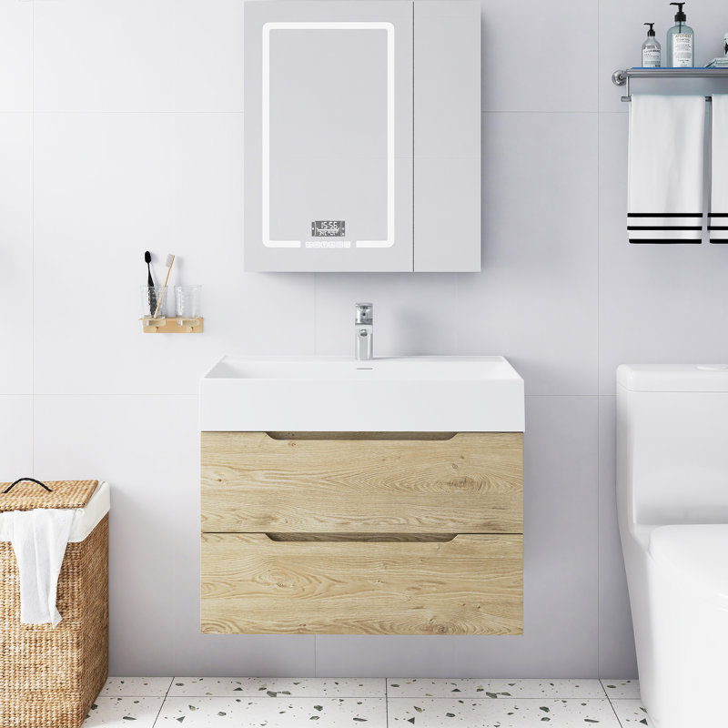 Armoire de salle de bain murale 32 pouces en chêne Evita, pour le rangement de petites salles de bain, 32"