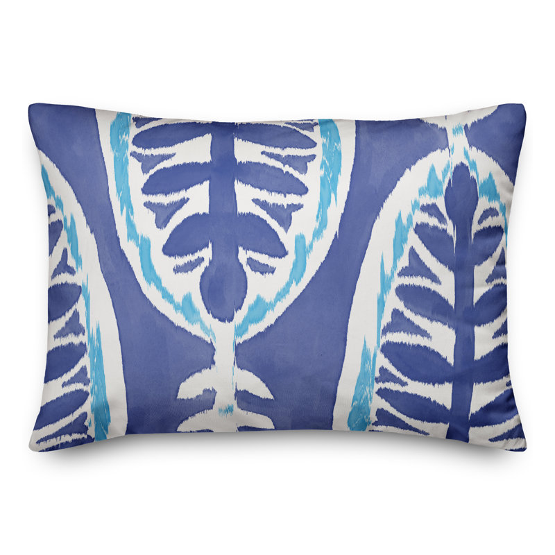 Floral Outdoor Reversible Throw Pillow, Blue