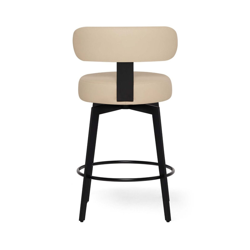 Clermont Stool, Counter Stool (25" Seat Height), Cream Latte Seat/Matte Black Frame