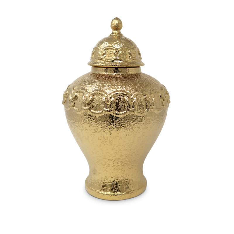 Metal Jar, 14" H x 8.25" W x 8.25" D