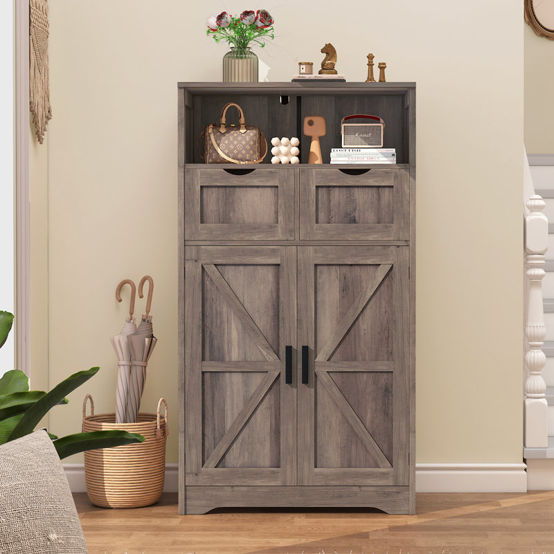 Ayvri Accent Cabinet with 2 Drawers & Doors, Rustic Oak