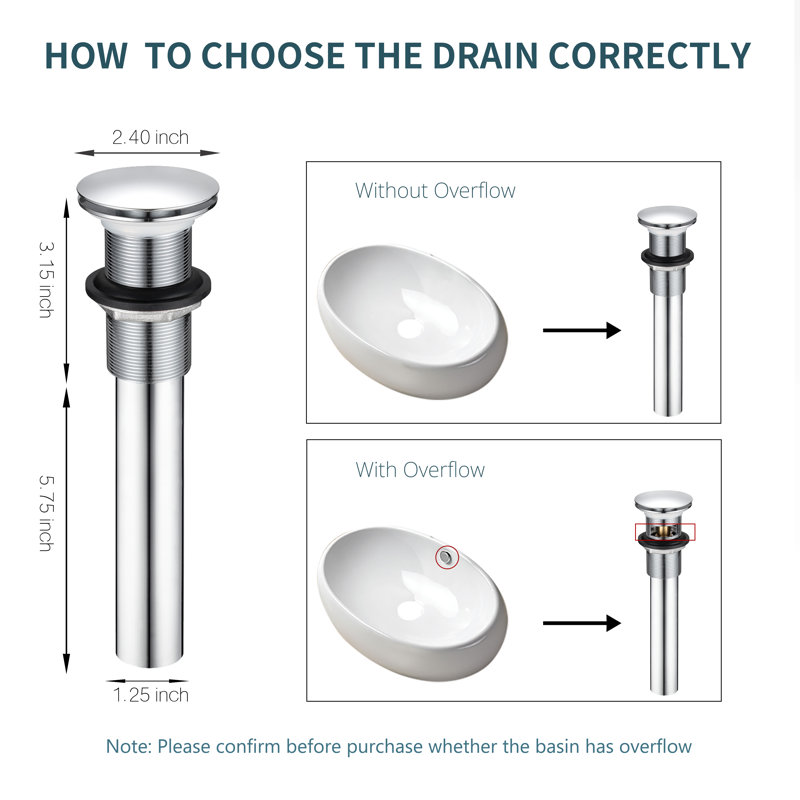 2.4'' W Drain Stopper, Chrome