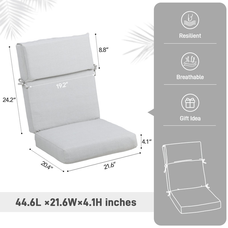 4.1" Outdoor Seat / Back Cushion, Light Gray