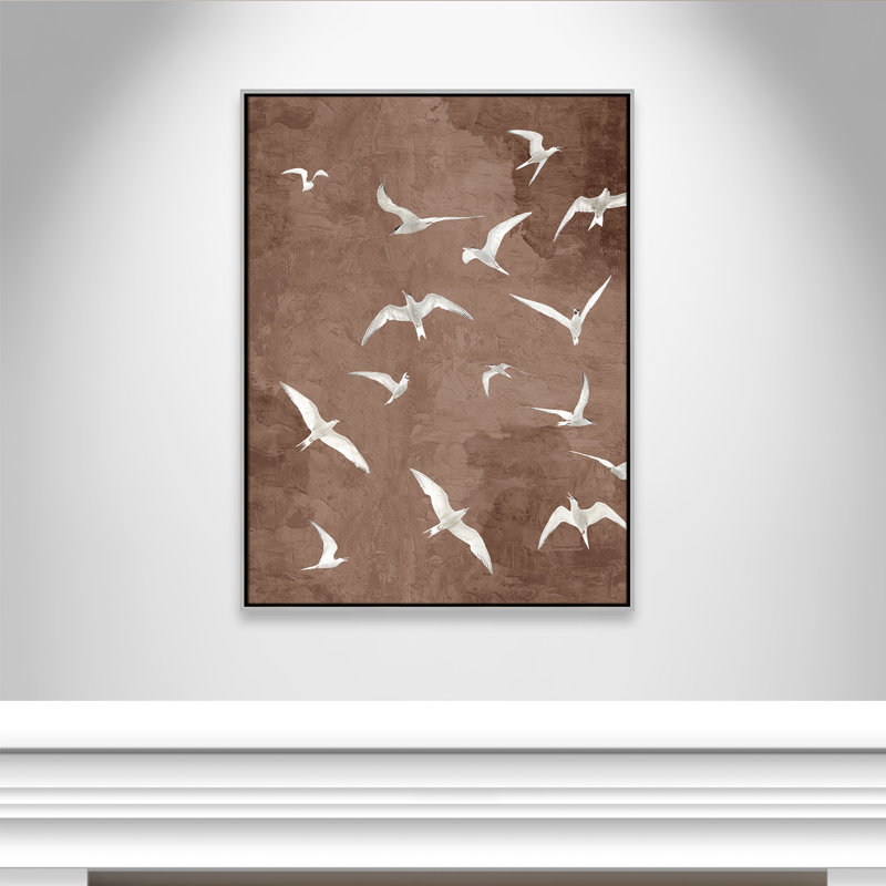 «Flight Brown Print» par Kimberly Allen, L 31,5 po x H 41,5 po, Flottant argenté