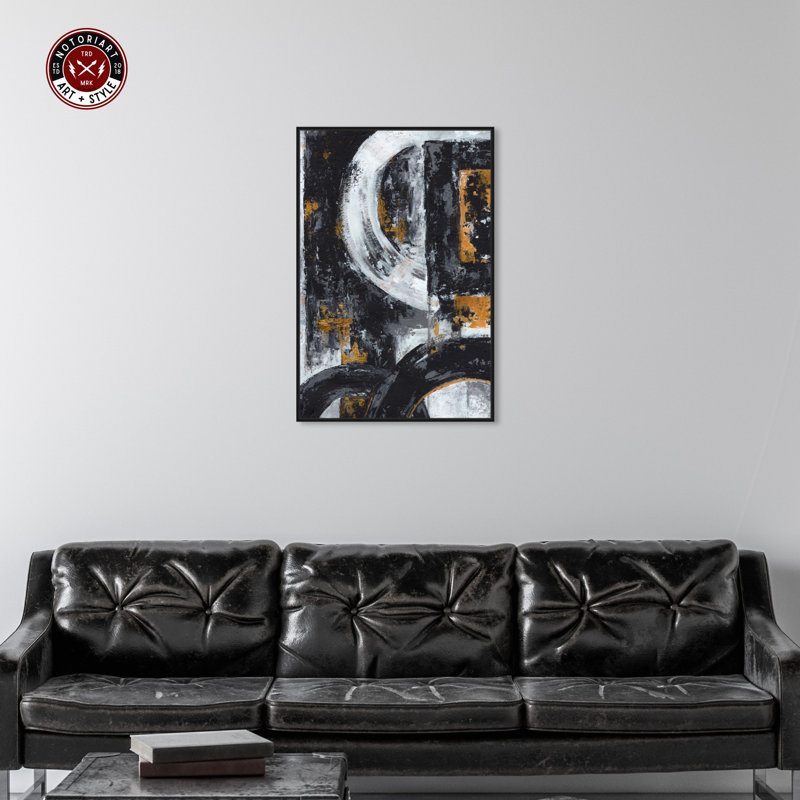 Masculine Abstract Black and White Canvas Wall Art, 10" x 15"