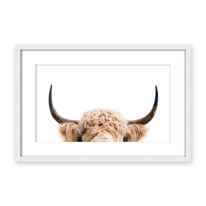 Nature Inspired Peeking Cow by  - Picture Frame Photograph on Paper, 32" H x 48" W x 1.125" D, Framed Print, Brown