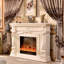 Beige Solid Wood Electric Fireplace-1491163520