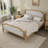 Traditional Style Solid Wood Bed Frame With Upholstered Tufted Headboard,No Box Spring Needed,Queen Size-1196815276-1196815275