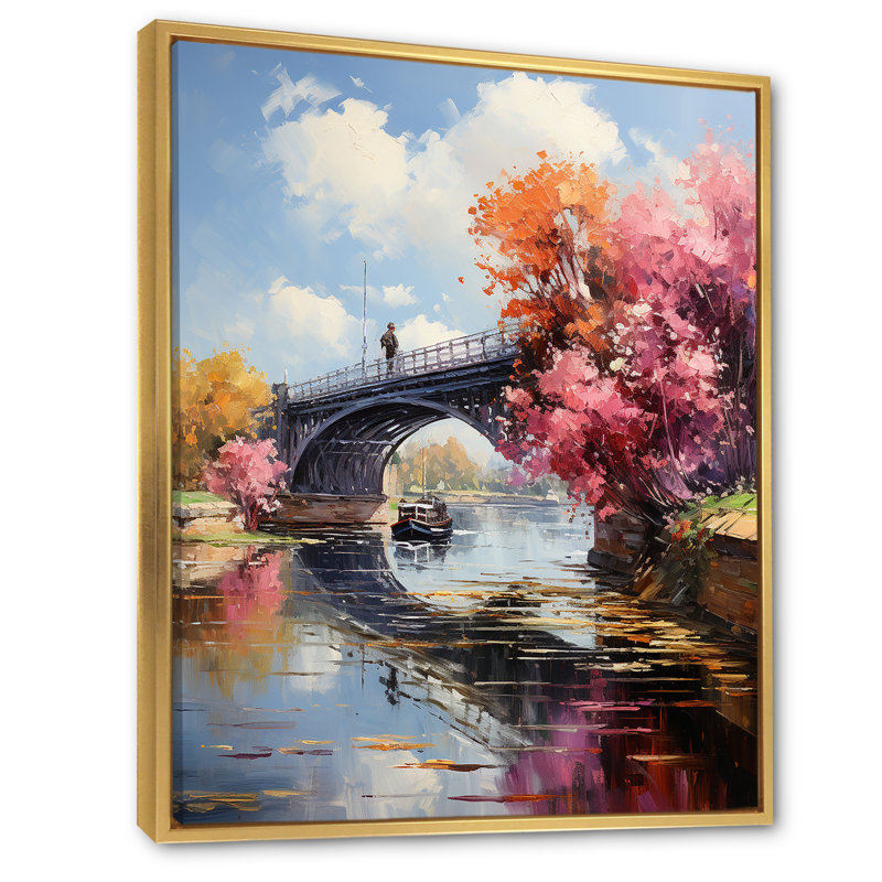 Robertville, le pont à Argenteuil II, H 32 po x l 24 po x P 1 po, Cadre flottant doré