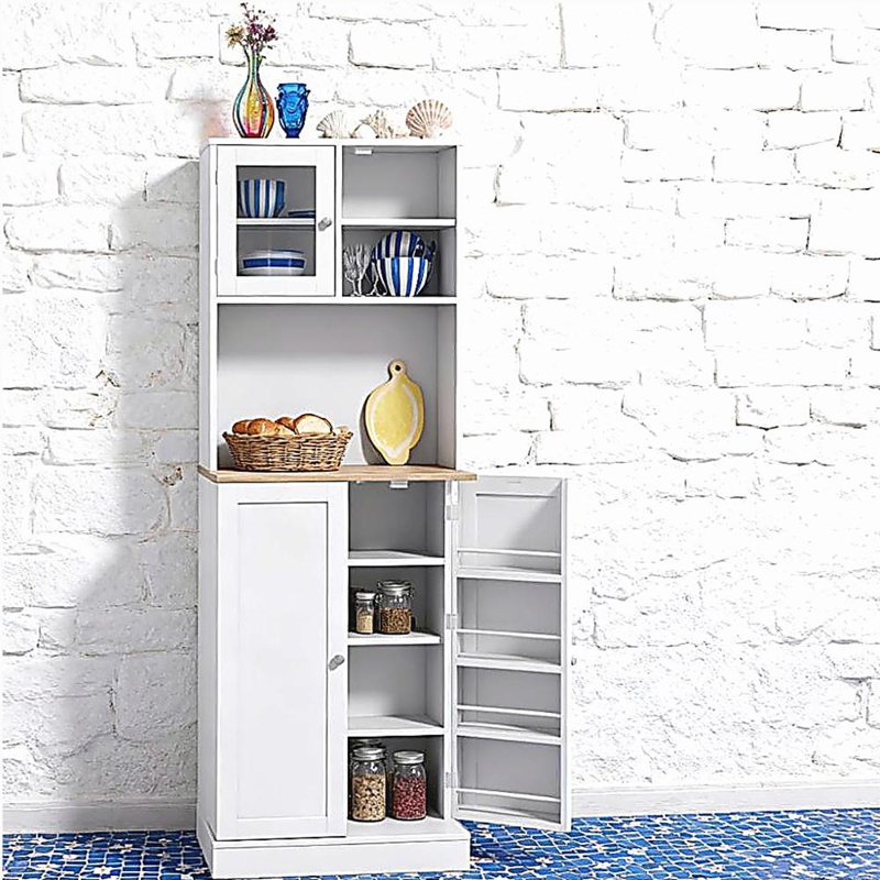Microwave Cabinet with Adjustable Shelves,Tall Kitchen Pantry Cabinet,Kitchen Hutch