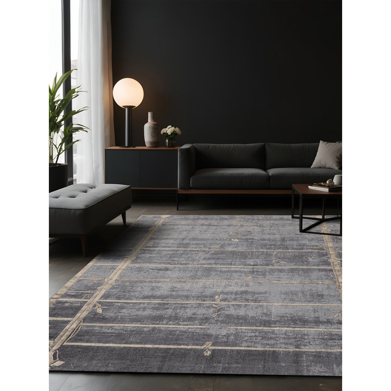 Tapis gris soyeux et moelleux, Carré 4 pi