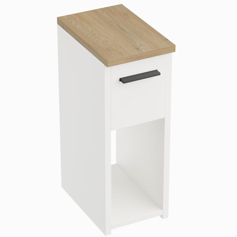 20cm W Manufactured Wood Bedside Table, White/Brown